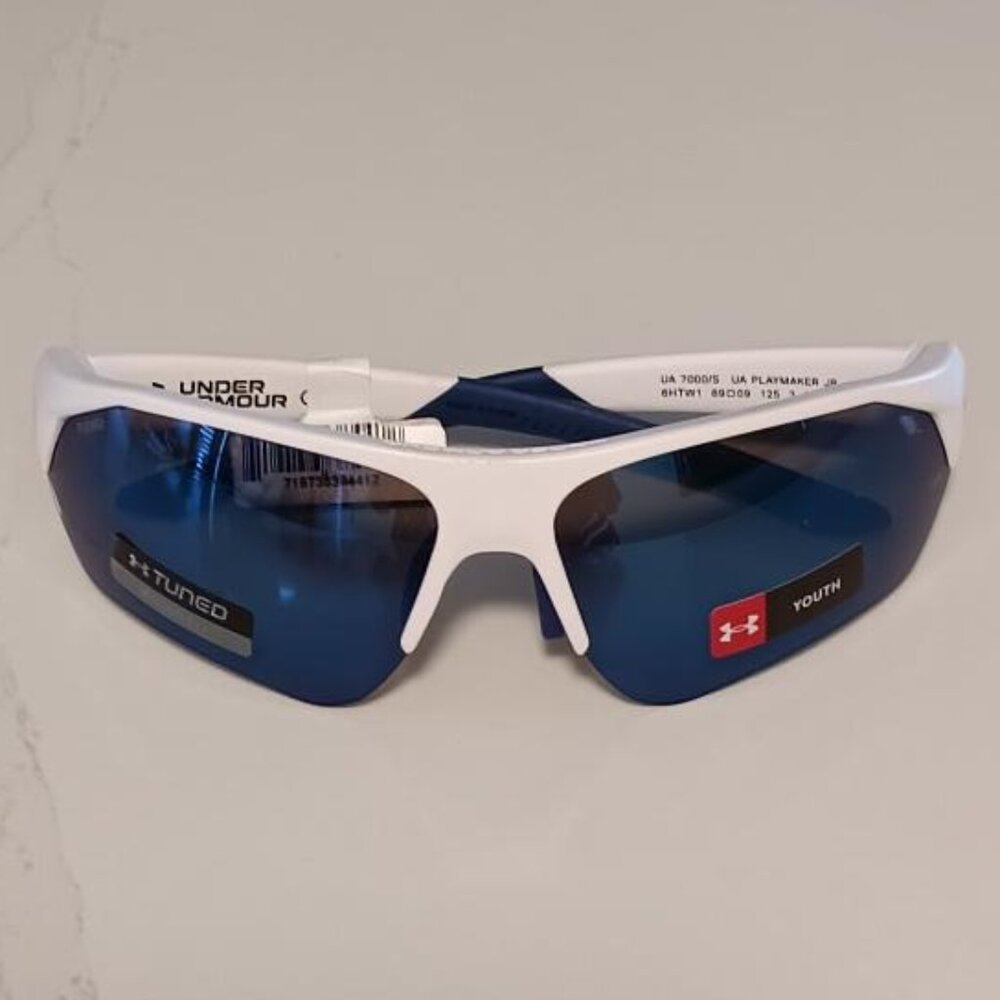 UNDER ARMOUR Sunglasses Kids PLAYMAKER JR Baseball White and Blue NEW